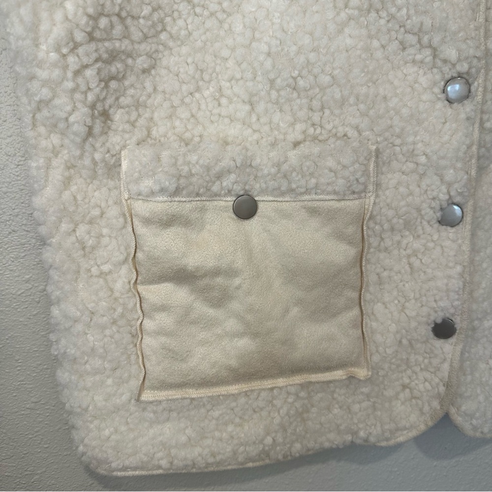 Cherish Cream Button-Up Sherpa Vest - Picture 3 of 11